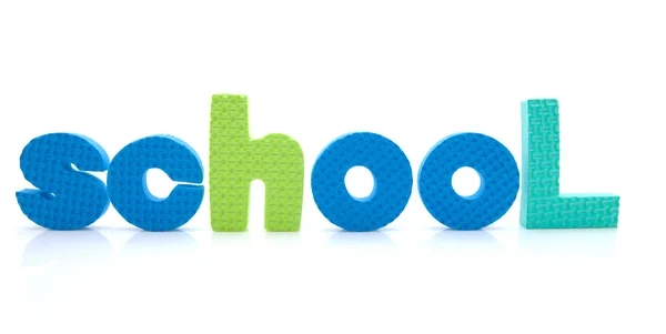 Wortschule in Schaumstoffbuchstaben — Stockfoto