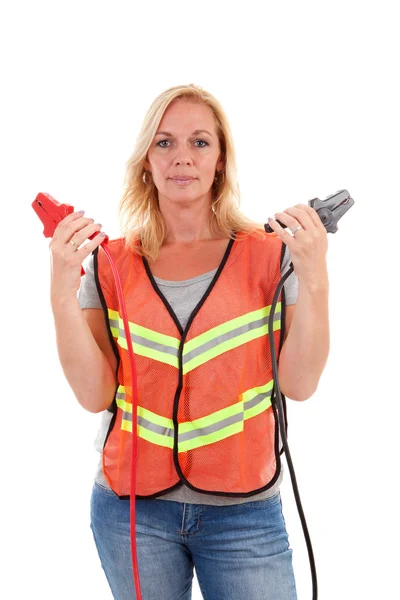 Woman in safety vest Royalty Free Stock Images