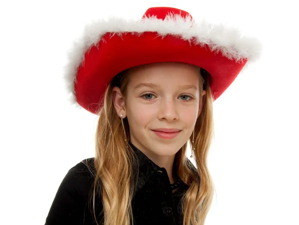 Ragazza con cappello di Natale — Foto Stock