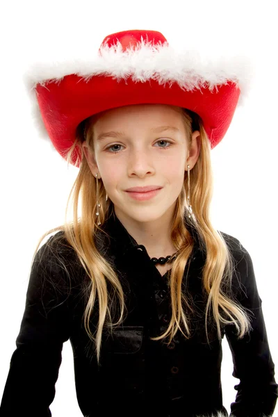 Noel şapka ile kız — Stok fotoğraf