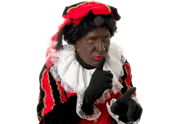Zwarte piet (černá pete) typický holandský charakter — Stock fotografie