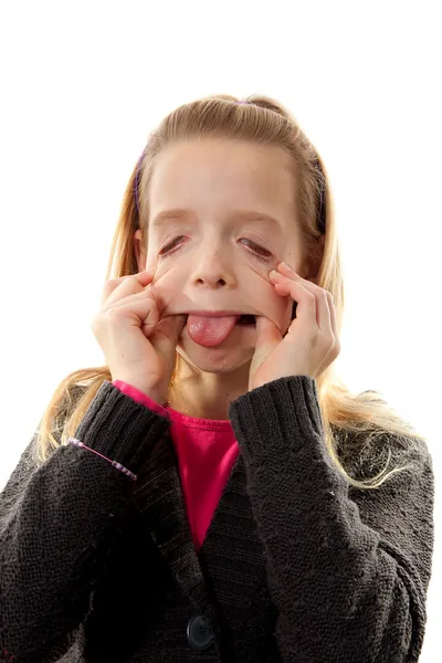 Girl is making funny face — Stock Photo, Image