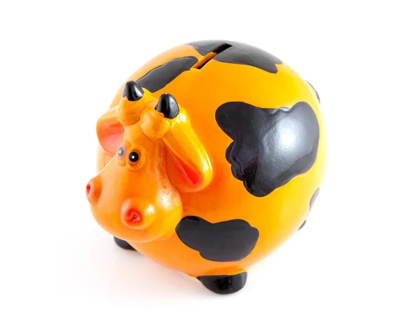 オレンジ色の牛の形の貯金 — ストック写真