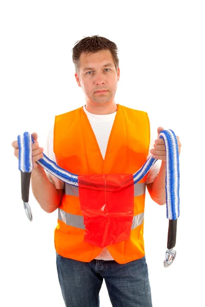 Man in safety vest — 图库照片
