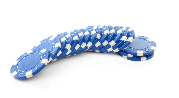Blue poker casino chips — Stock Photo, Image