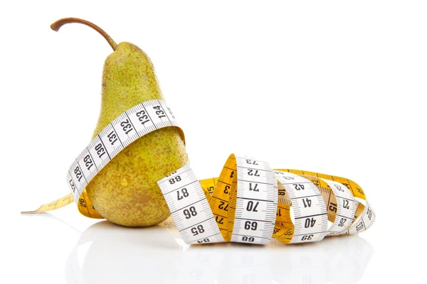 Pear with measure tape — Stock Photo, Image