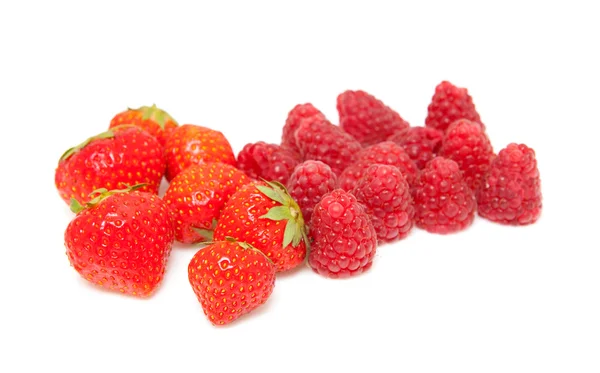Framboises et fraises fraîches — Photo