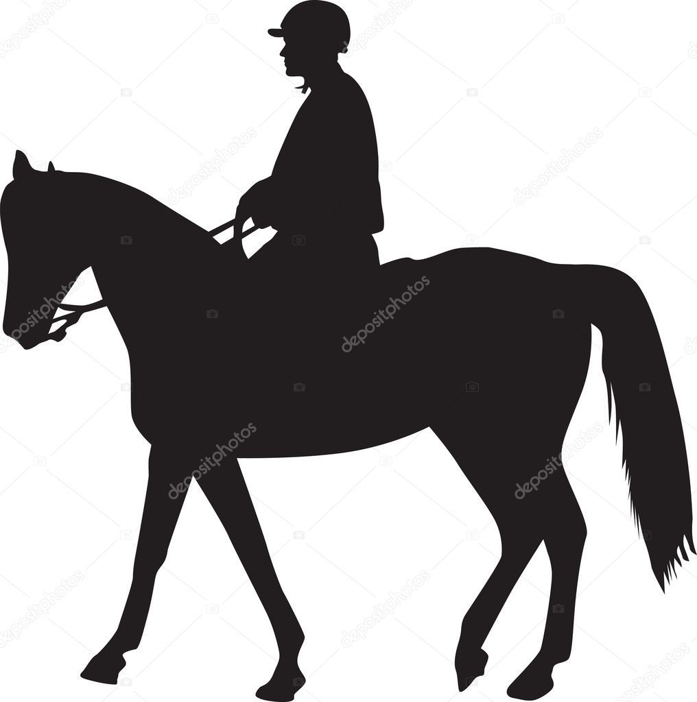 Man on the horse silhouette vector