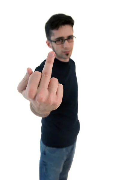 Man giving the middle finger — Stock Photo, Image
