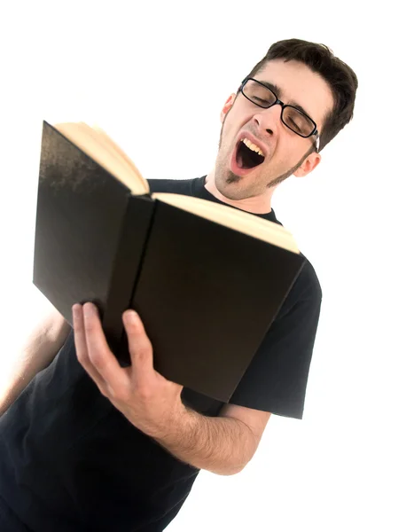 Znudzony człowiek czytanie — Zdjęcie stockowe