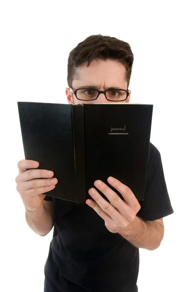 Nosy homem leitura — Fotografia de Stock