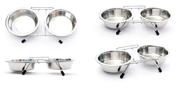 Stainless steel pet bowls — Stock Photo, Image