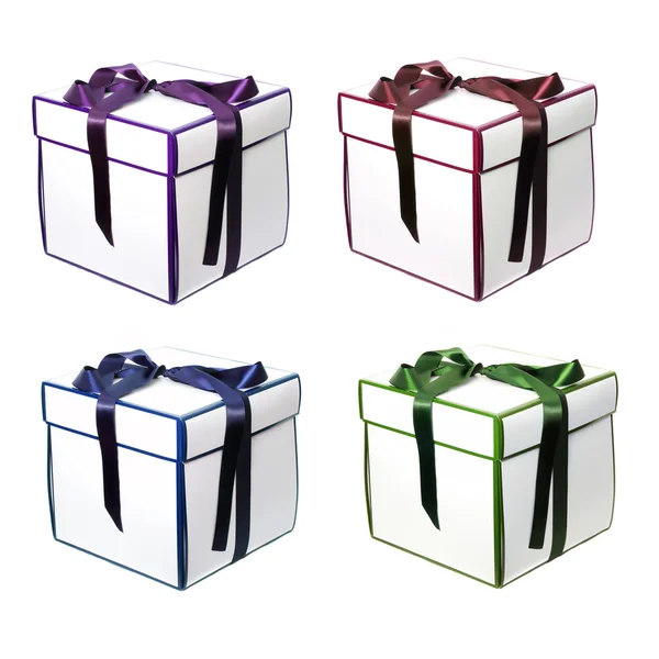 Yay ile dört hediye kutusu — Stok fotoğraf