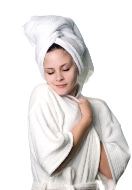 Young woman after shower clipart