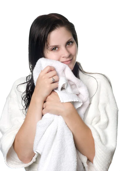 シャワーの後若い女性 ロイヤリティフリーのストック画像