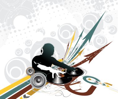 Dj man playing tunes clipart