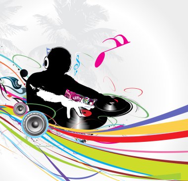 Dj man playing tunes clipart