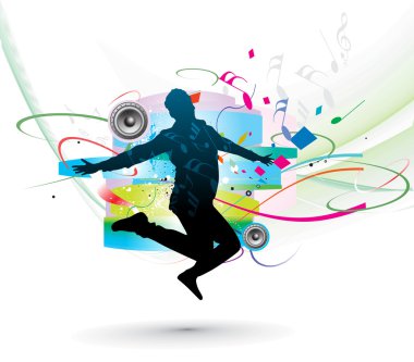 Silhouette of man dancer posing clipart