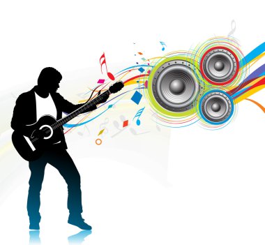 Music men play a guitar clipart