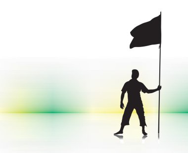 Man holding a flag clipart