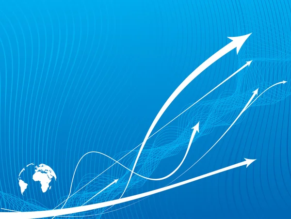 Flèche bleue fond abstrait avec globe grunge — Image vectorielle