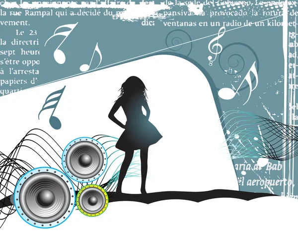Dívka, hudební pozadí — Stockový vektor