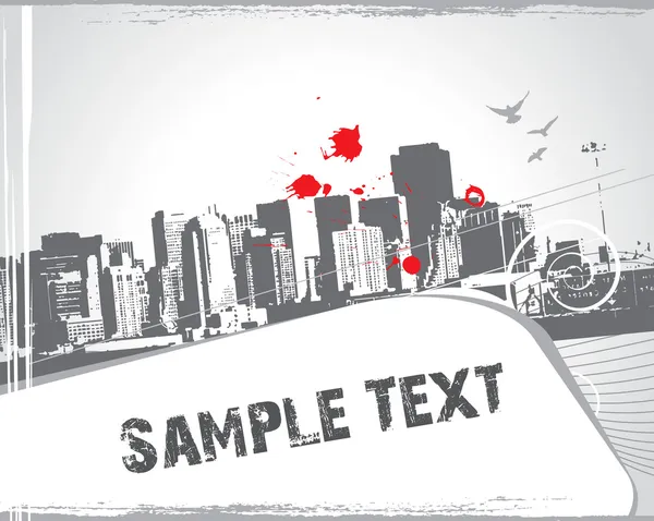 Scène urbaine moderne avec exemple de texte — Image vectorielle