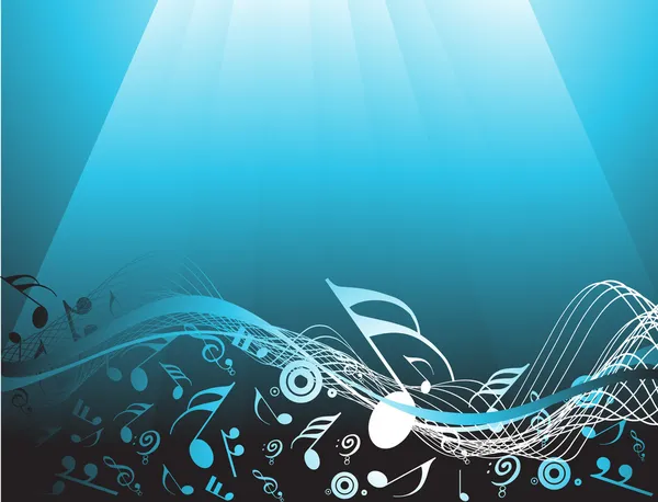 Fond abstrait bleu avec notes de musique — Image vectorielle