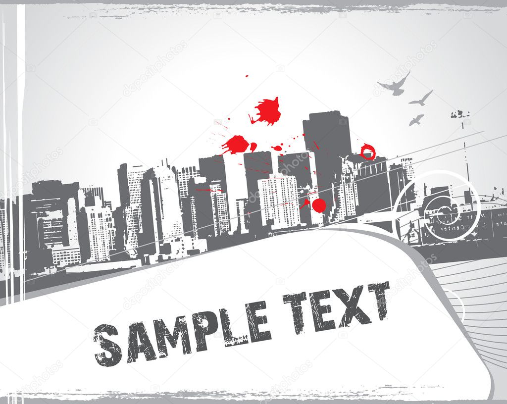 Modern urban scene with sample text