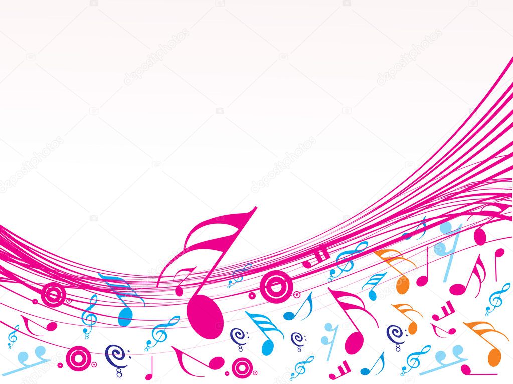 Music notes with halftone wave lien background . — Stock Vector ...