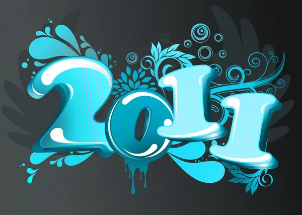 Nuovo anno astratto 2011 calendario con design colorato. Vettore malato — Vettoriale Stock
