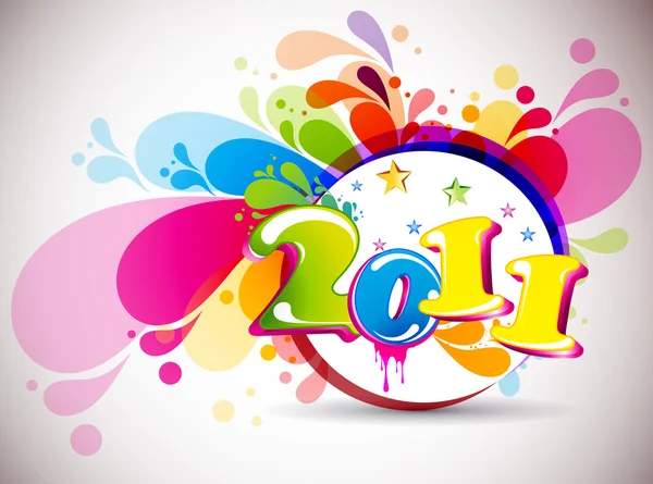 Abstrakter Neujahrskalender 2011 mit farbenfrohem Design. Vektorkrank — Stockvektor