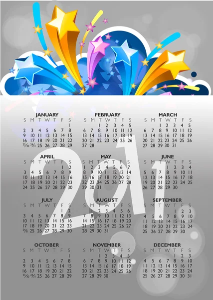 Ano novo abstrato 2011 calendário com design colorido. Vector doente — Vetor de Stock