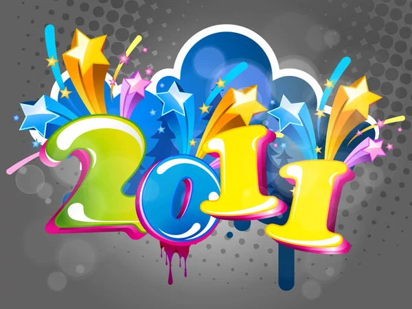 Nuovo anno astratto 2011 con design colorato. Illustrazione vettoriale — Vettoriale Stock