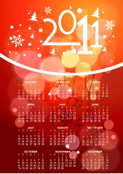 Hermosa ilustración vectorial de crismas y año nuevo de 2011 — Vector de stock