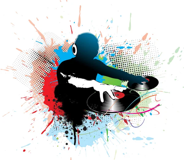 Άνθρωπος DJ παίζει μελωδίες — Διανυσματικό Αρχείο