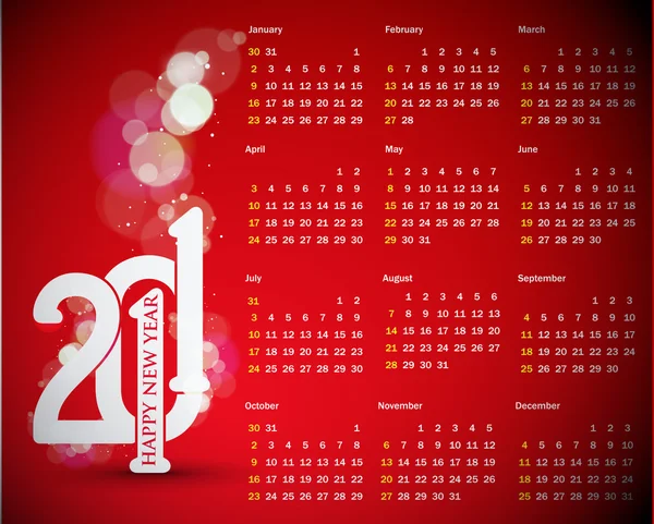 Desenho de calendário colorido 2011 — Vetor de Stock