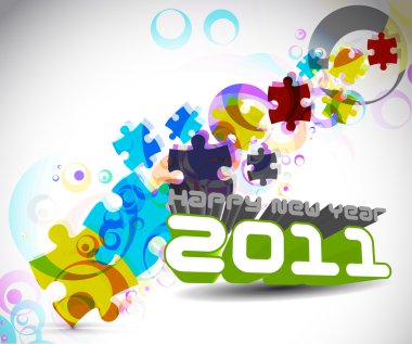 Abstract new year 2011 puzzle design. Vector illustration. clipart