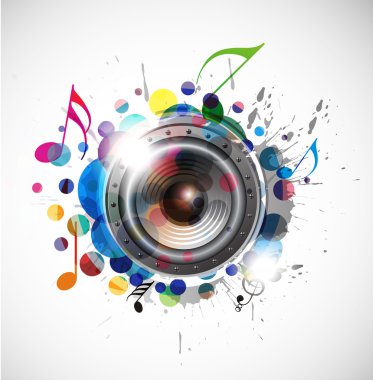 Abstract colorful speaker design background illustration.