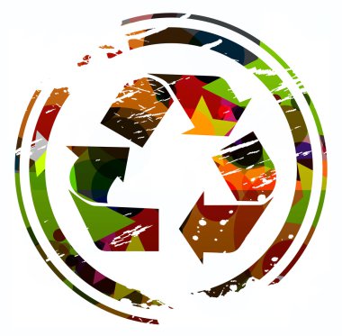 Grunge colorful recycling icon design. clipart