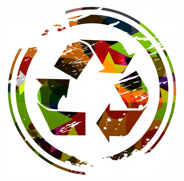 Projeto Colorido Ícone Reciclagem Grunge — Vetor de Stock