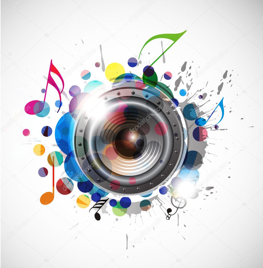 Abstract colorful speaker design background illustration.