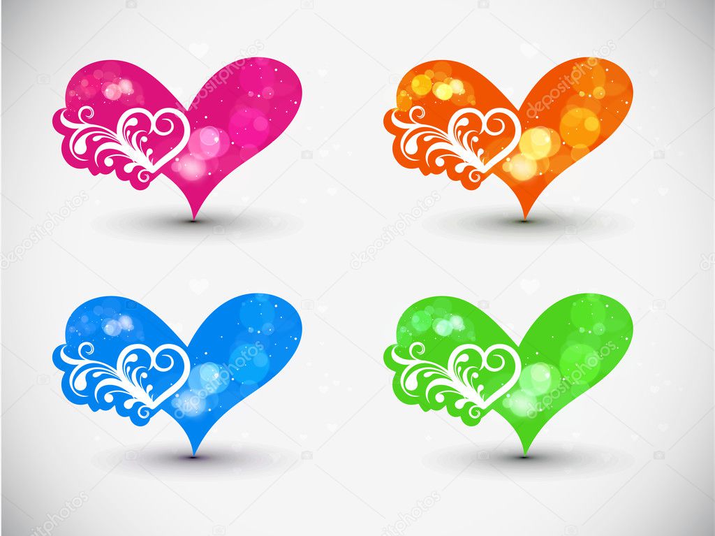 Abstract valentines day heart, includes four color versions.