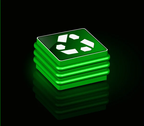 Ícone de reciclagem brilhante 3d — Vetor de Stock
