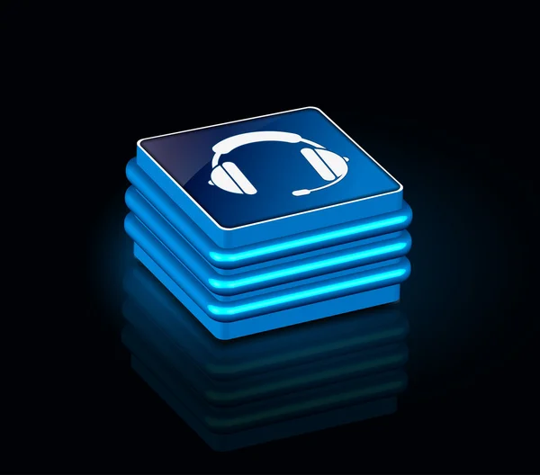 3D fényes fejhallgató ikon — Stock Vector