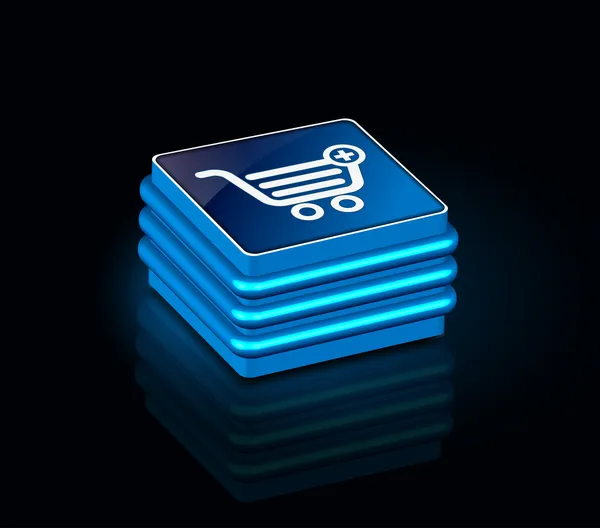 Ícone de compras brilhante 3d —  Vetores de Stock