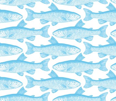 Seamless fish pattern (vector) clipart