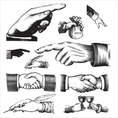 Antique hands set (vector) clipart