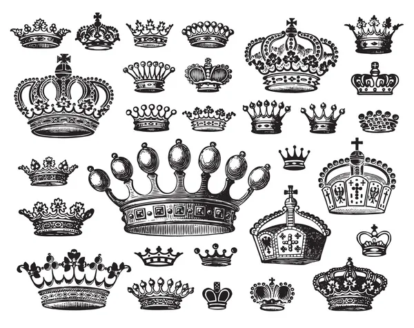 Antique crowns set (vector) — Stock Vector