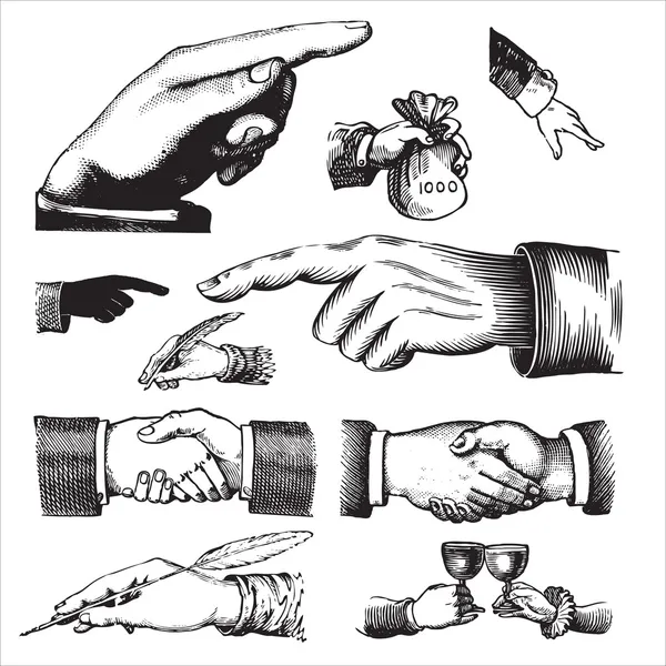 Σύνολο αντίκες χέρια (διάνυσμα) — Διανυσματικό Αρχείο
